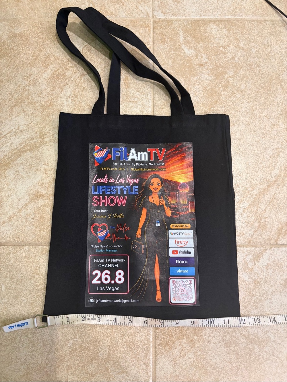 Fila Black Graphic Tote Bag